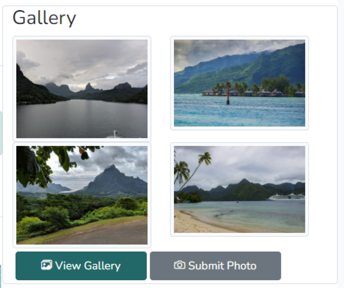 Submit pictures of ports under 'Gallery' on the ports page