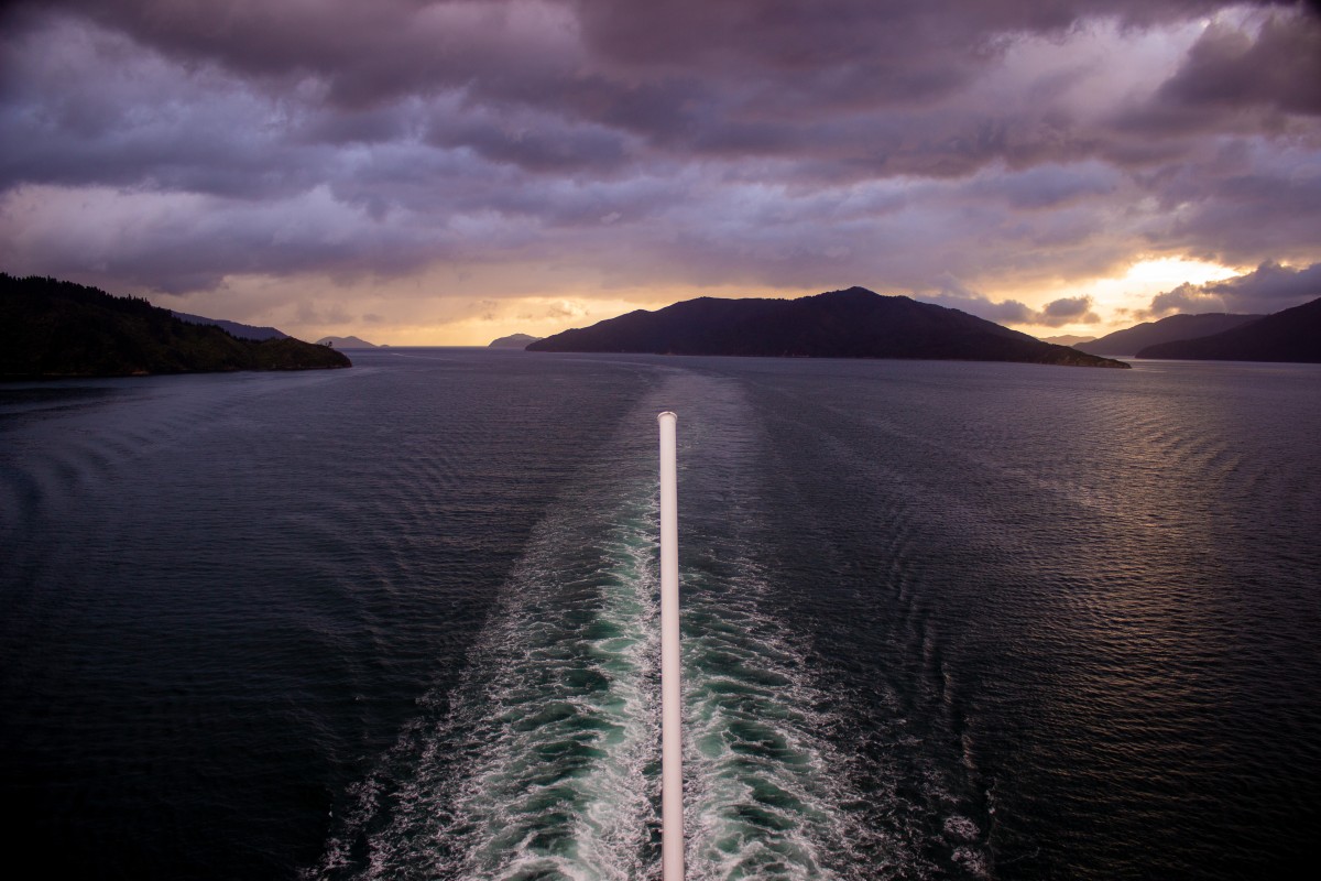 Sailing into Queen Charlotte Sound at dawn